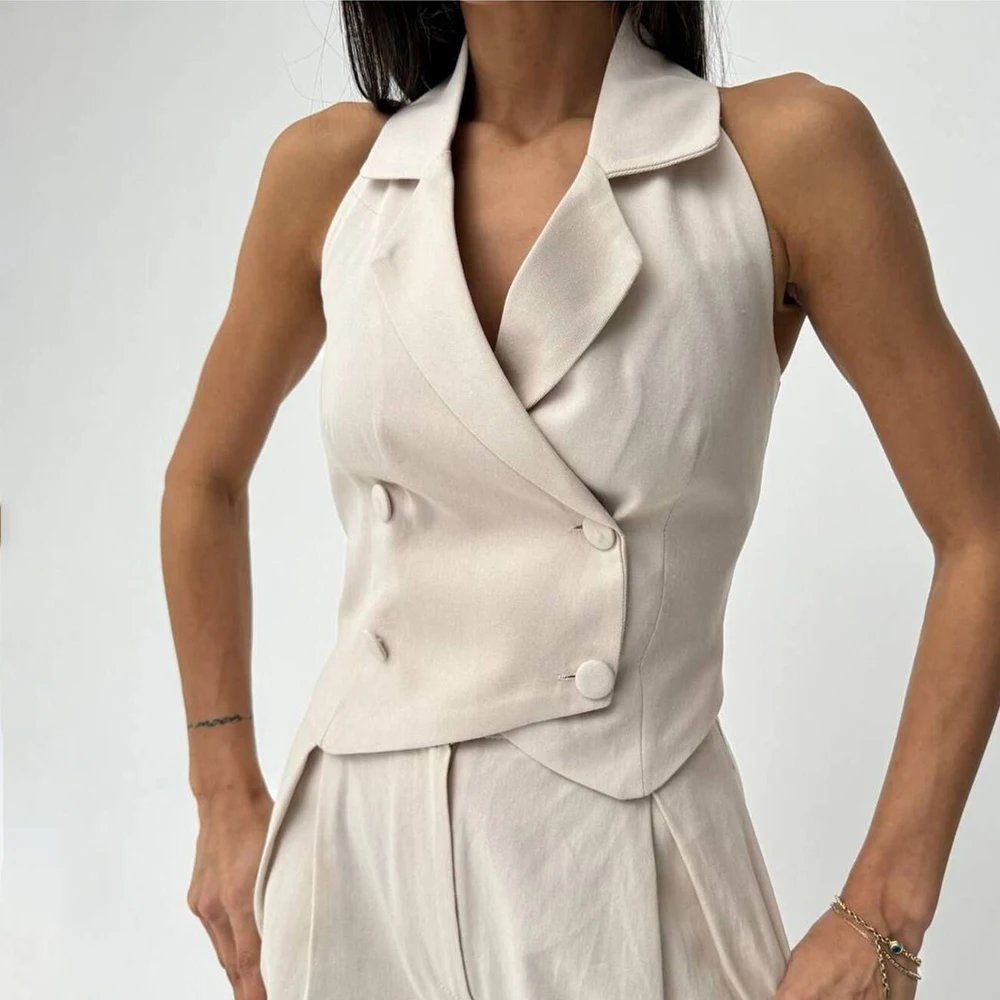 

Женская летняя одежда, женский летний двубортный жилет, женские жилеты, топы, женская верхняя одежда, топ без рукавов, костюм для работы, новинка 2024