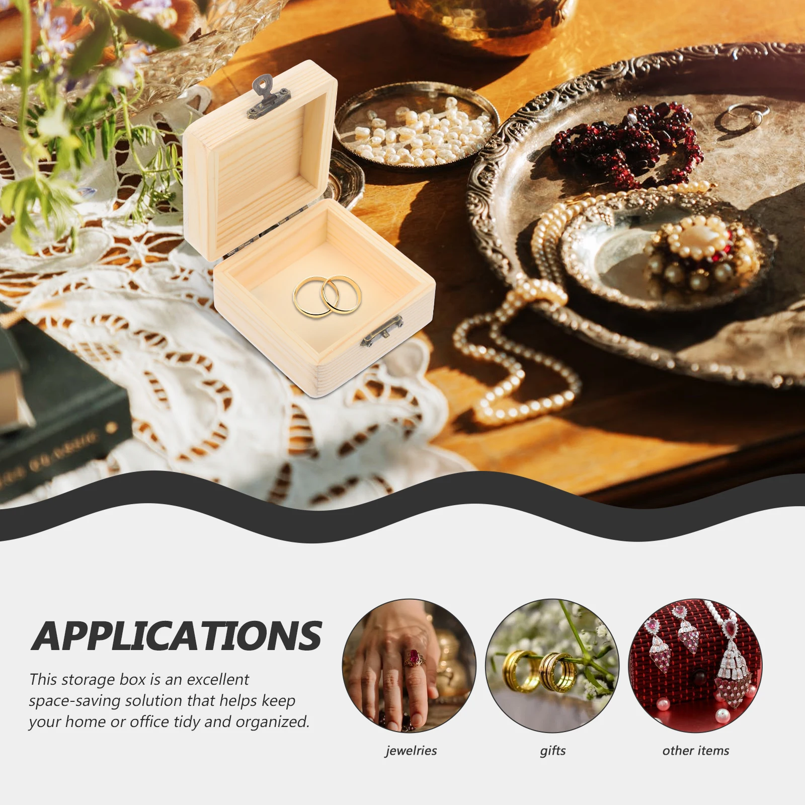 

6 шт. деревянный футляр для хранения Diy шкатулка для драгоценностей Burlywood мини-органайзер для рукоделия квадратный держатель для мелочей для женщин ручная роспись