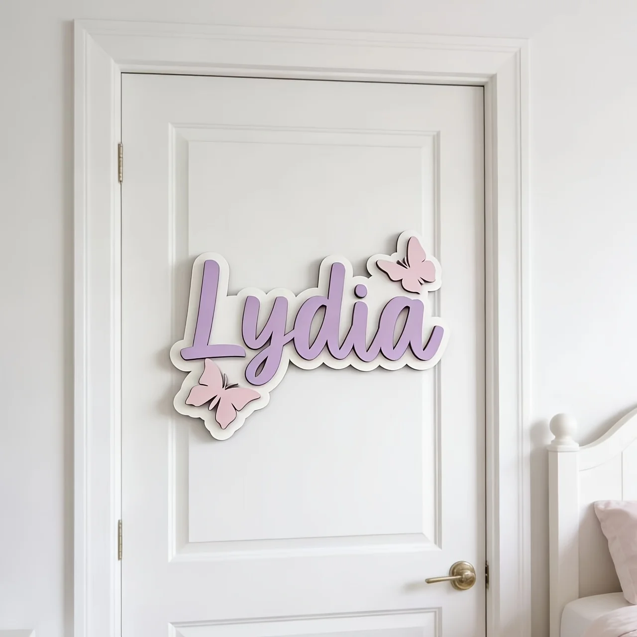 Personalized Blue & Pink Butterfly Name Room Sign, Customizable Pastel Door Plaque, Nursery Bedroom Decor, Sweet Gift