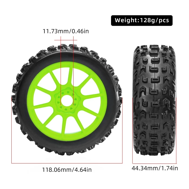 4pcs 118mm 1/8 RC Off-Road Buggy Tires Wheel 17mm Hex for ARRMA 6s KYOSHO BUGGY W145 HSP RC Car