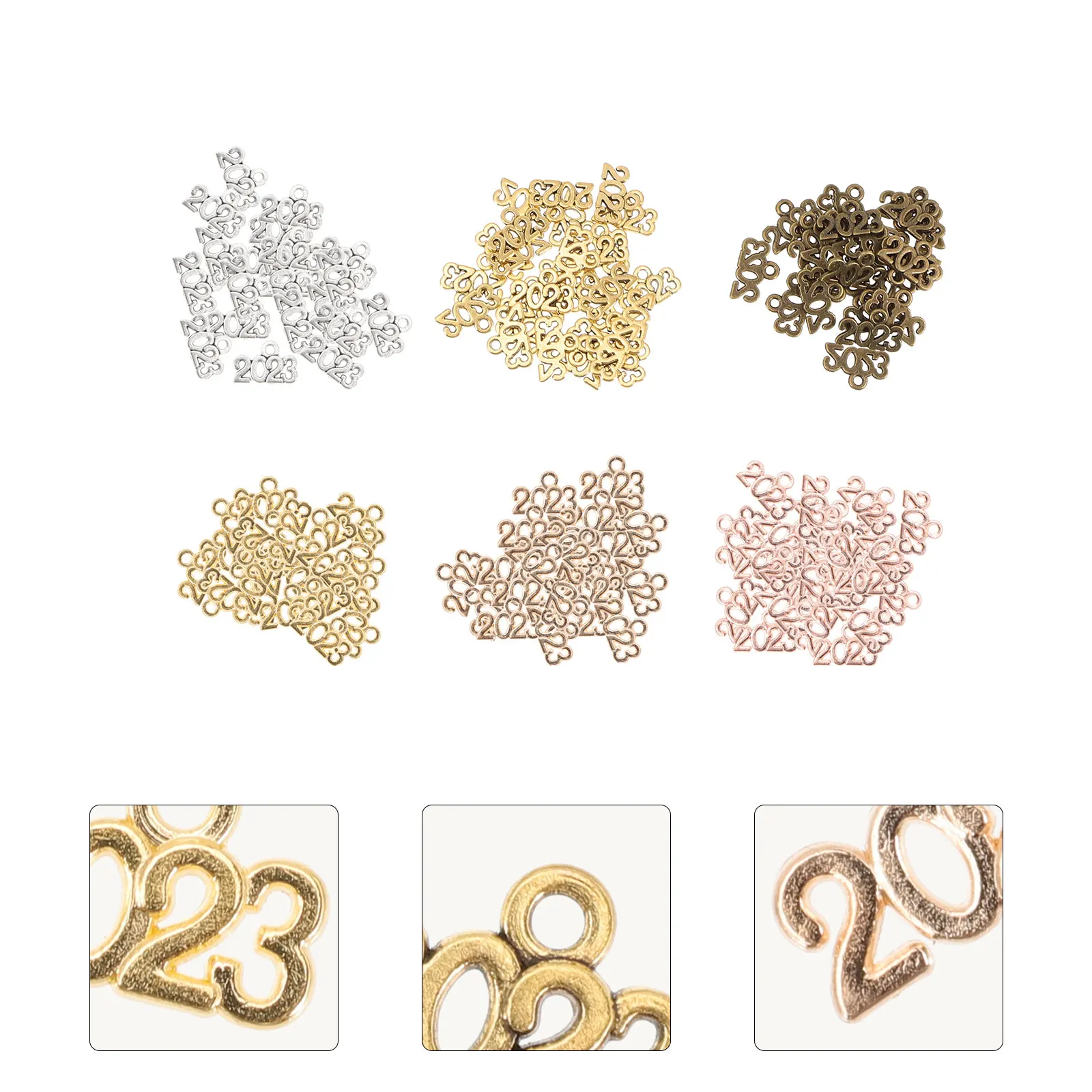 

150pcs 2023 Number Pendant Alloy Charms Keychain DIY Jewelry Accessories Earrings Bracelet Craft Project Supplies