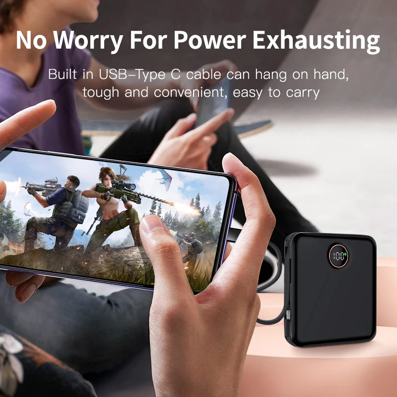 For IPhone15 14 13Pro Xiaomi 20000mAh Power Bank Built-in Cables 22.5W Fast Charging Powerbank Portable Battery Charger