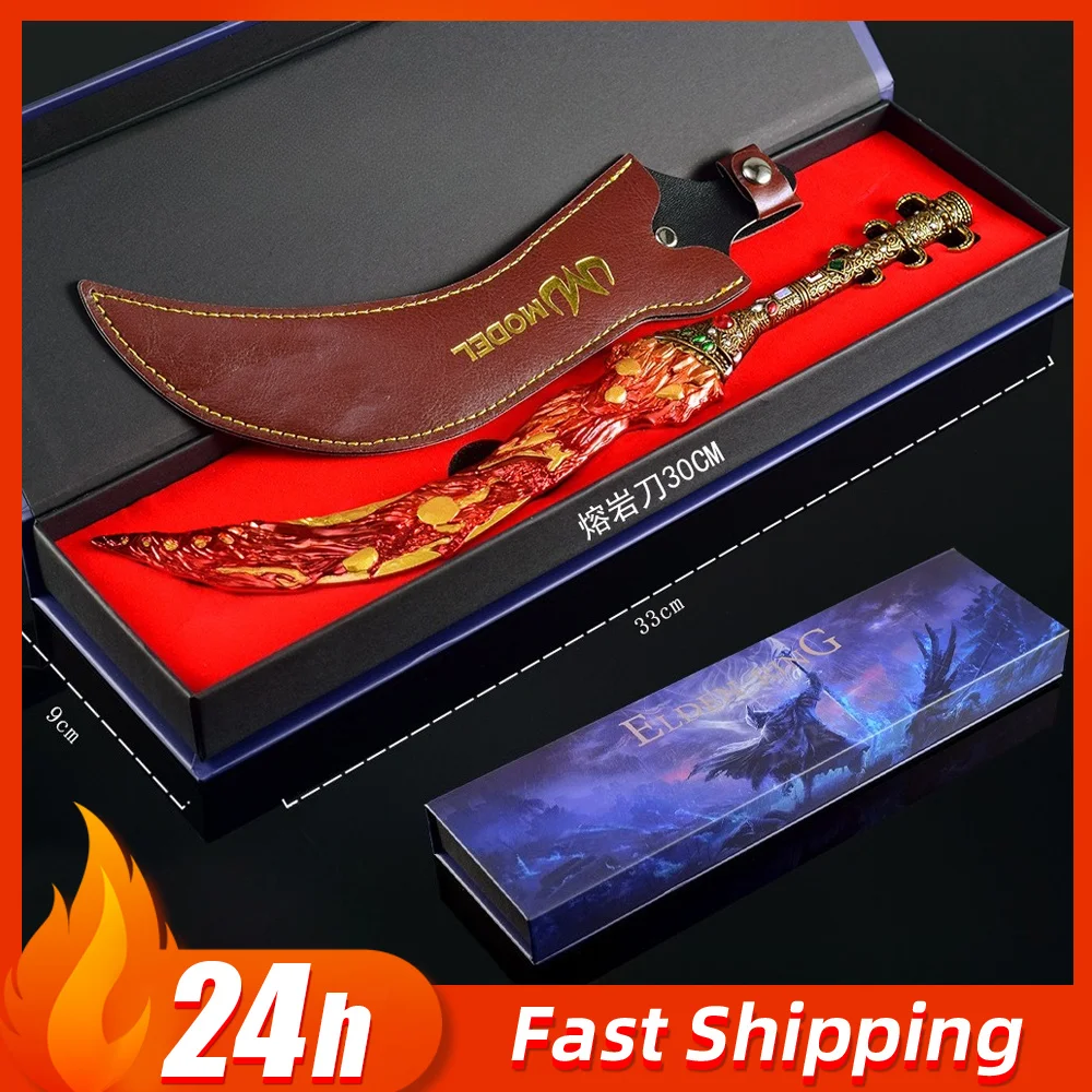 30cm Elden Ring Nóż Lawowy Edycja Prezentowa Metalowa Katana Model Broń Rekwizyty Cosplay Zabawka Noże Ręcznie Robione Ozdoby Prezent Urodzinowy dla Chłopca