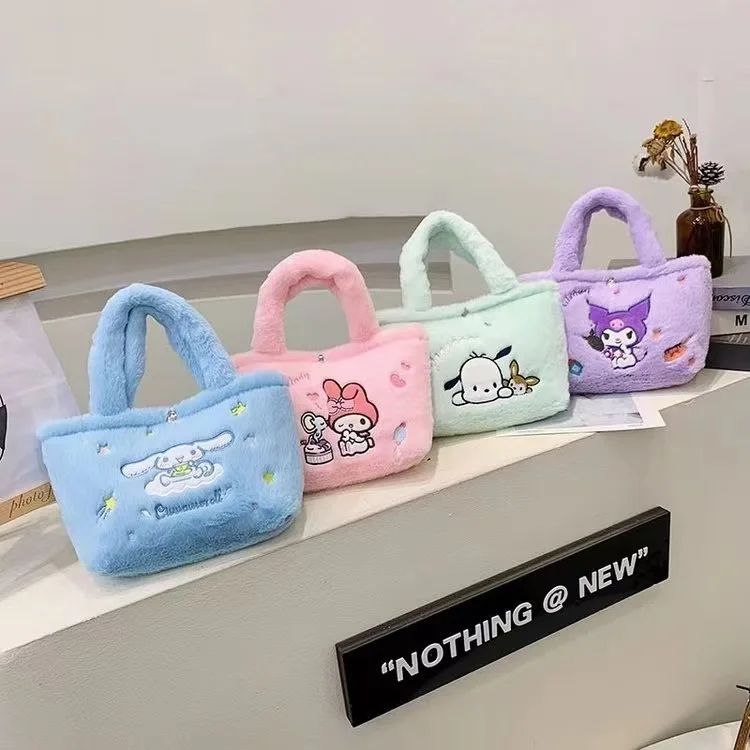 Sanrio-女の子のための漫画のぬいぐるみバッグ,ハンドバッグ,かわいい,韓国のファッション,素敵なデザイン,メイクアップ収納バッグ,ハートギフト