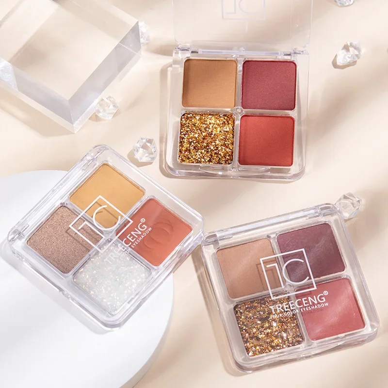 Mini Paleta Cieni do Powiek z Brokatem dla Początkujących 4 Kolory Matowe Cienie do Powiek Kosmetyki do Makijażu Oczu Kolory Ziemi i Dyni