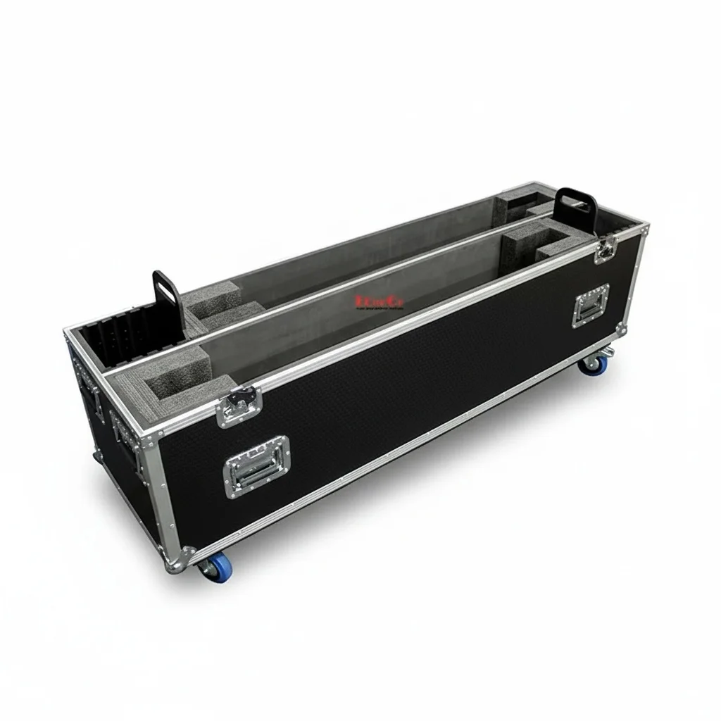 

Dual TV Flight Case, 55-65 Inch/139-165cm Road Case, 9mm Plywood Monitor Case with 4 Inch Casters, ATA 300 fit for LCD LED TV