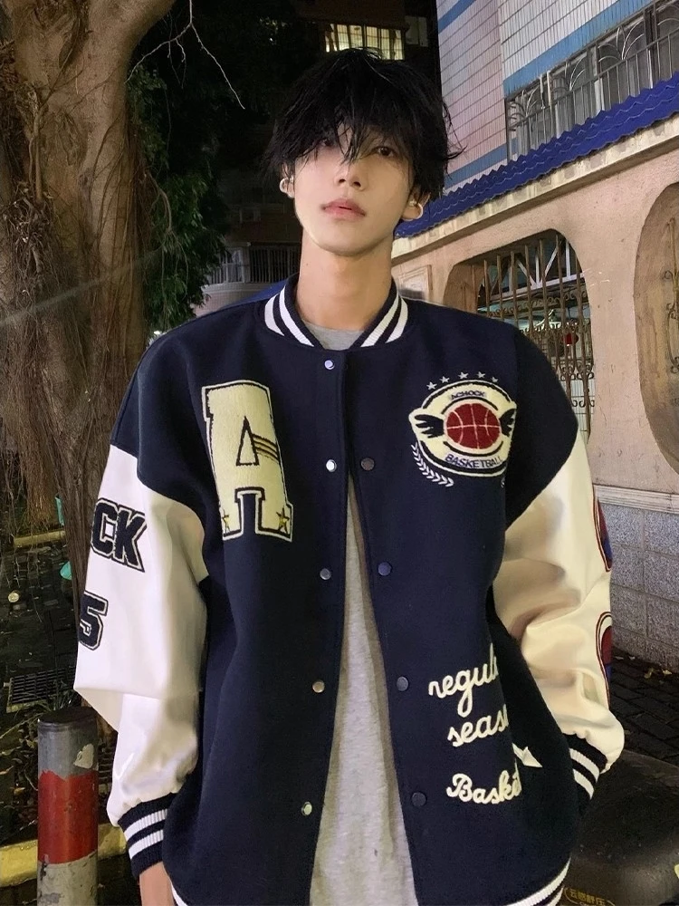 

Мужская бейсбольная куртка Cleanfit Blue American, осенняя, модная, для пар, из хлопка, молодежная, повседневная