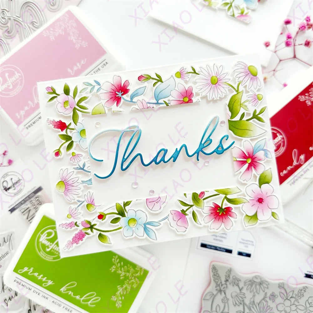Pink Fresh 2025 May Garden Medley Metal Cutting Dies Hot Foil Silicone Stamps Stencil for Scrapbooking Album Decoration Craft