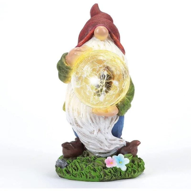 Outdoor Solar Garden Gnome Statue Garden Decoration Resin Crafts Gnome Dwarf Room Decorated Norse Style Sculpture Goddess Home