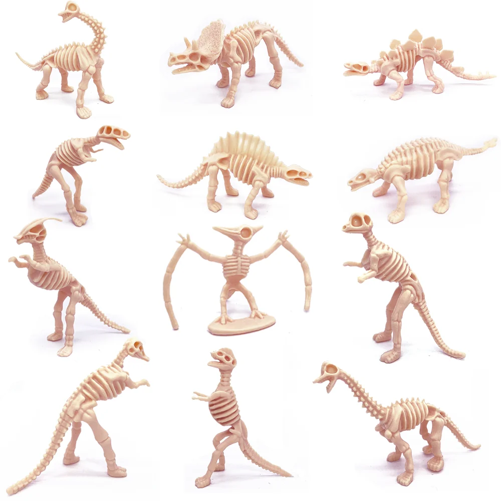 12pcs/set Dinosaur skeleton model Toys Fossil Skeleton Simulation Model Set Mini Action Figure for Children Birthday Gifts