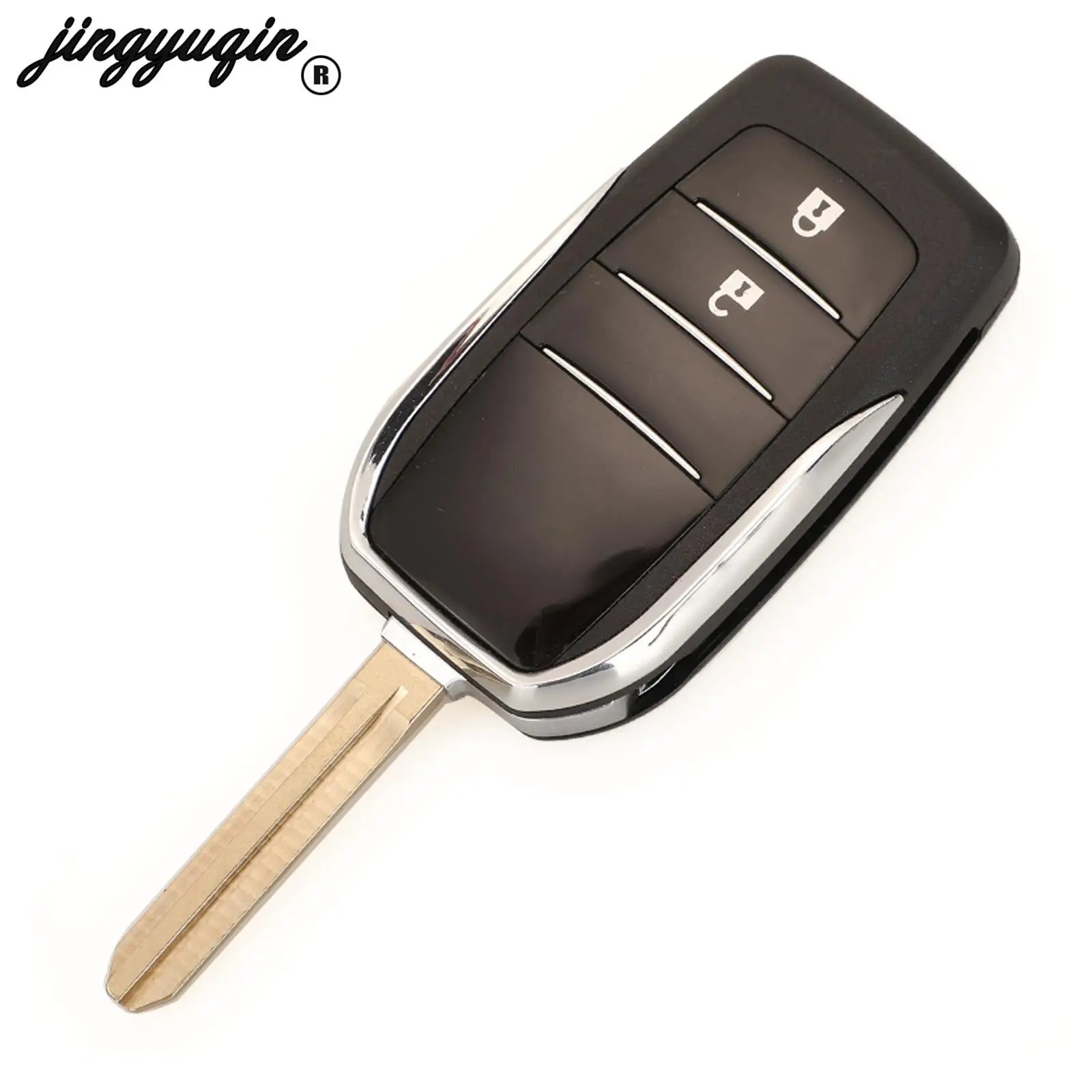 jingyuqin Modified Flip Remote Car Key Shell Case For Toyota CAMRY Corolla YARIS Vios Prado FOB 2/3/4 Buttons With TOY43 Blade