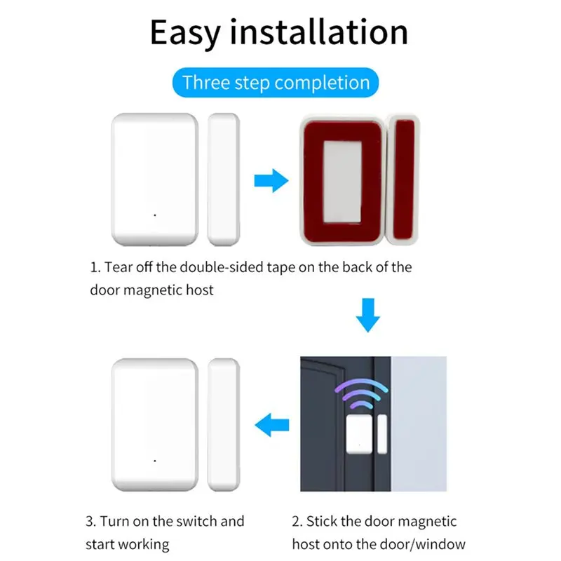 ABJF-10X 2,4 Ghz inalámbrico TTLOCK Sensor de puerta detección de contacto de puerta Windows abrir cerrar el estado funciona con la aplicación TTLOCK