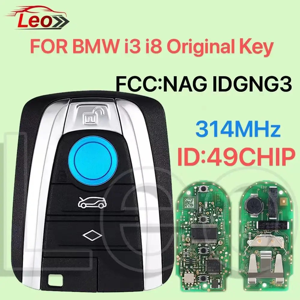 

Leo Car Original Smart Remote Key For BMW i3 i8 314.0MHz ID:49CHIP CAS4 PCF-7953P 4Button FCC:NAG IDGNG3