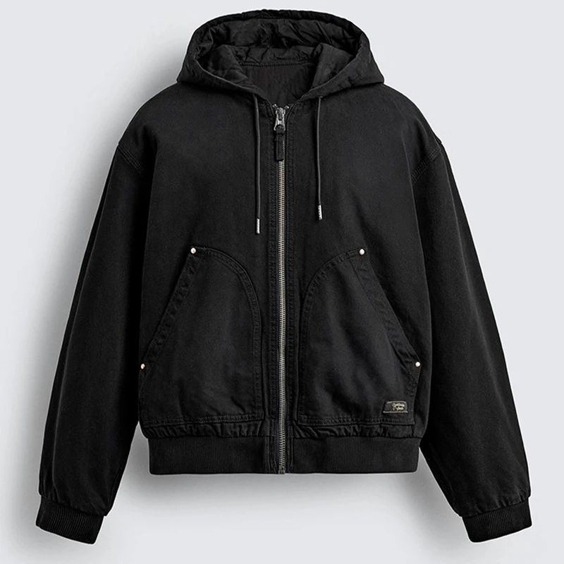 

Новая высококачественная модная мужская куртка на осень-зиму 2026 года: утепленная хлопковая куртка с капюшоном и начесом