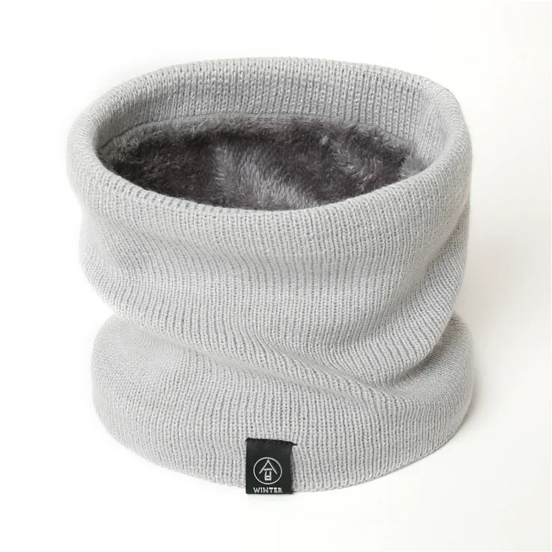 Unisex Solid Cashmere Warm Neckerchief Autumn Winter Ring Scarfs Women Men Knitted Fleecing Thick Neck Scarves Bufanda Muffler