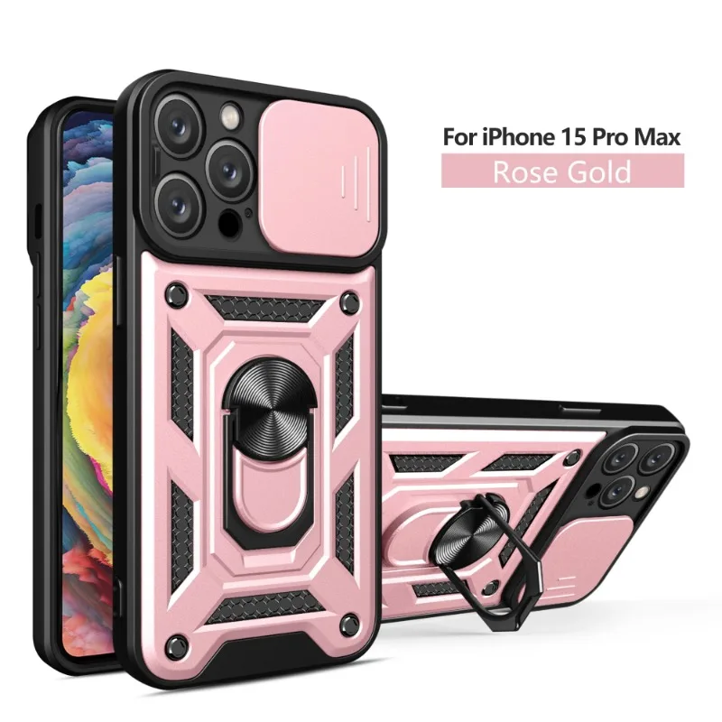 For IPhone 14 Pro 13Plus 15 Pro Max 12 11 XS Max X 8 7 Slide Camera with Built-in 360 Degree Rotating Bracket Protective Cover