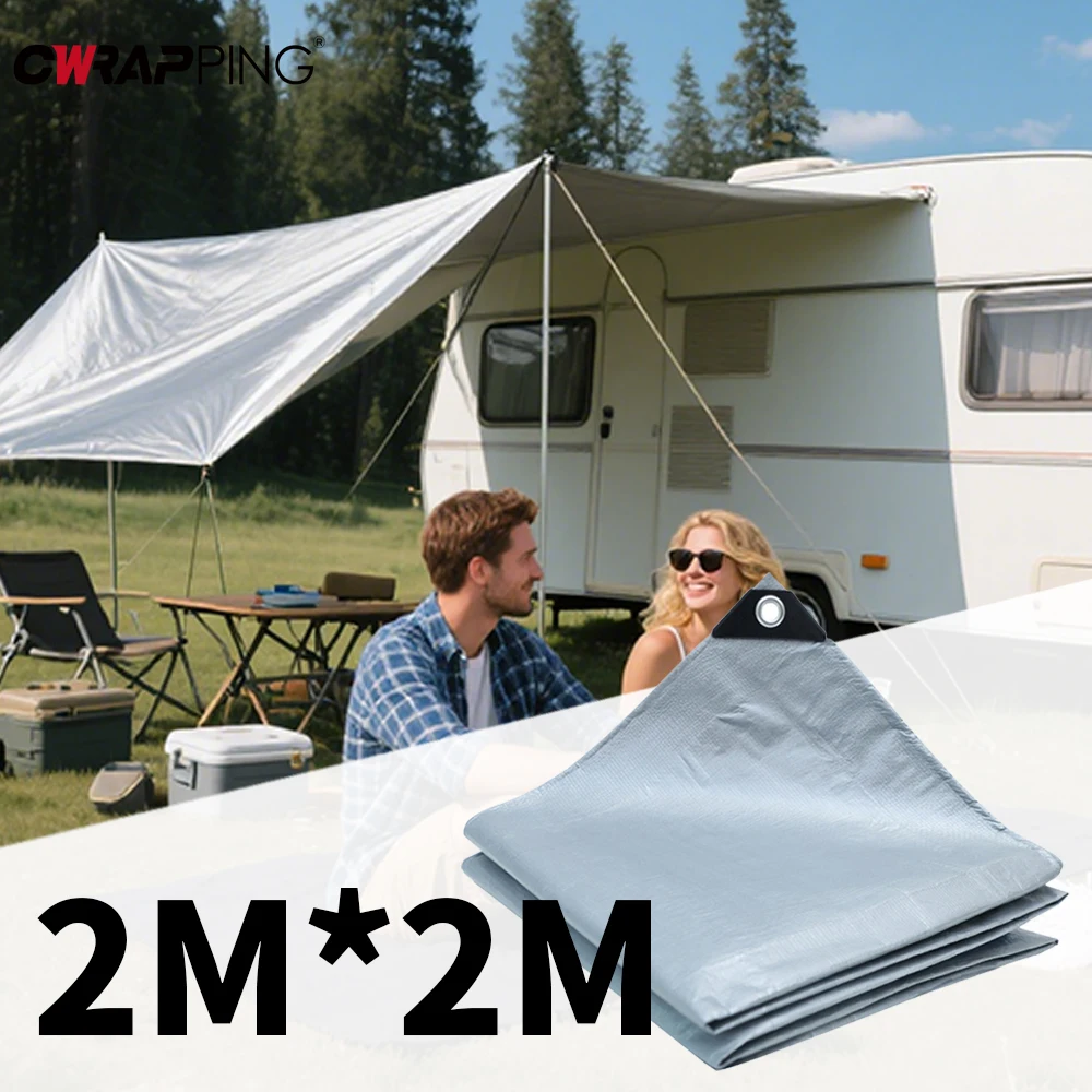 

2M Plastic Covers Sunshade Cloth Silver Oil Tool Exterior Full Wrap Protective Dustproof Rain-covering for RV Camper Accessories