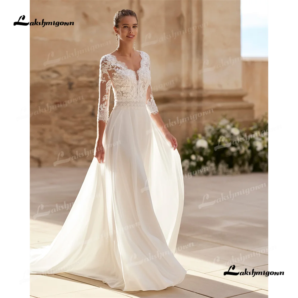 Lakshmigown V Neck A Line Wedding Dress 2025 Court Train Wedding Gown Customized свадебное платьеvestidos de novia 2025vestidos