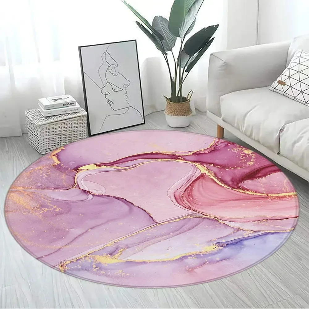 Marble Pattern Round Play Mat – Soft Circular Rug for Kids’ Playtime & Stylish Home Decor in Living Room or Bedroom