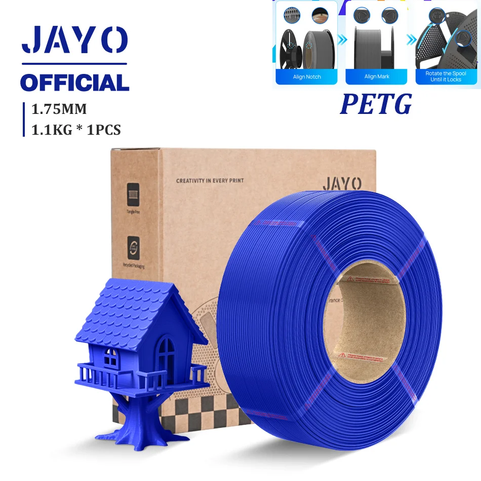 JAYO 3D-Drucker-Filament Nachfüllpack PLA/PETG/PLA+ Nachfüll-Filament 1,1 kg ohne Spule PLA-Filament für wiederverwendbare Spulen Kompatibel mit Bambu Labs