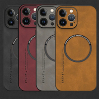 Vintage Magnetic Leather Soft Phone Case For Magsafe iPhone 15 14 13 12 11 Pro Mini Max X XR XS max 14 15 Plus Sheepskin Cover