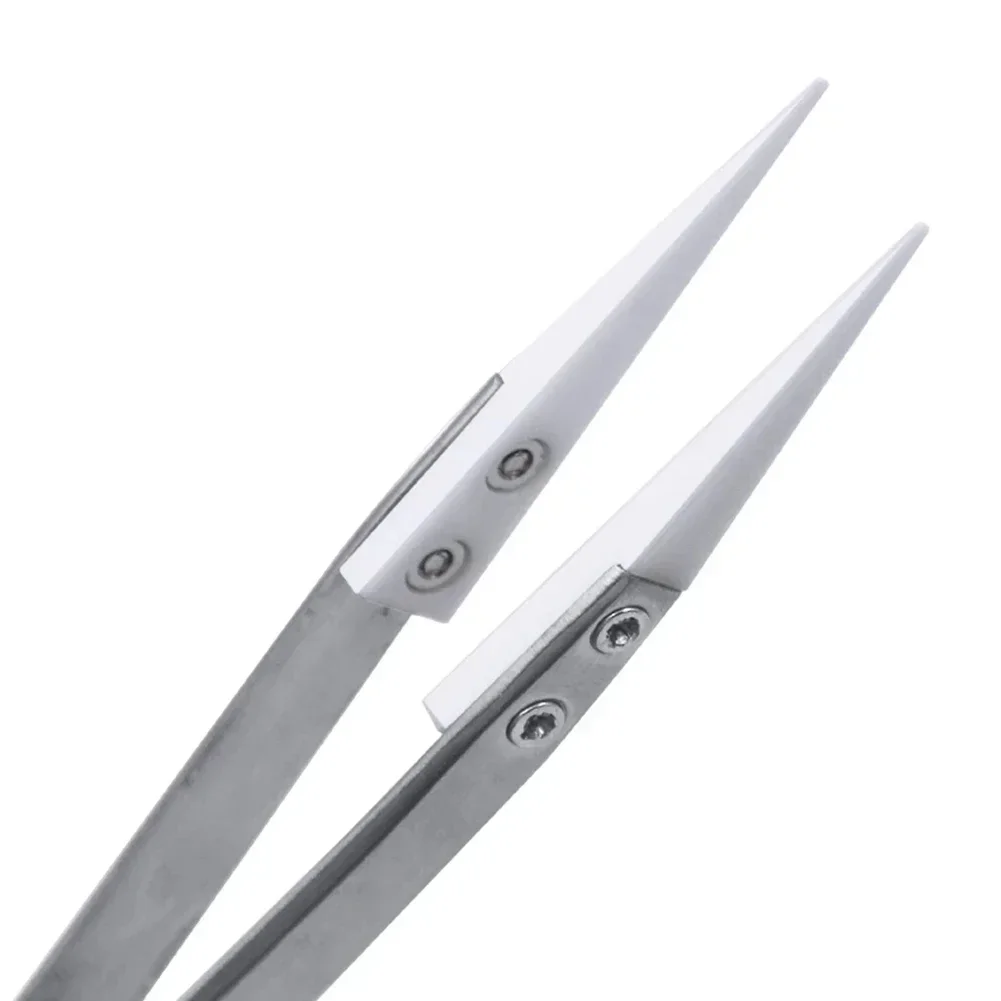 Ceramic Clips Ceramic Tweezers High Temperature Straight Tip Tweezers Antimagnetic Ceramic Tweezers Stainless Steel Tweezers