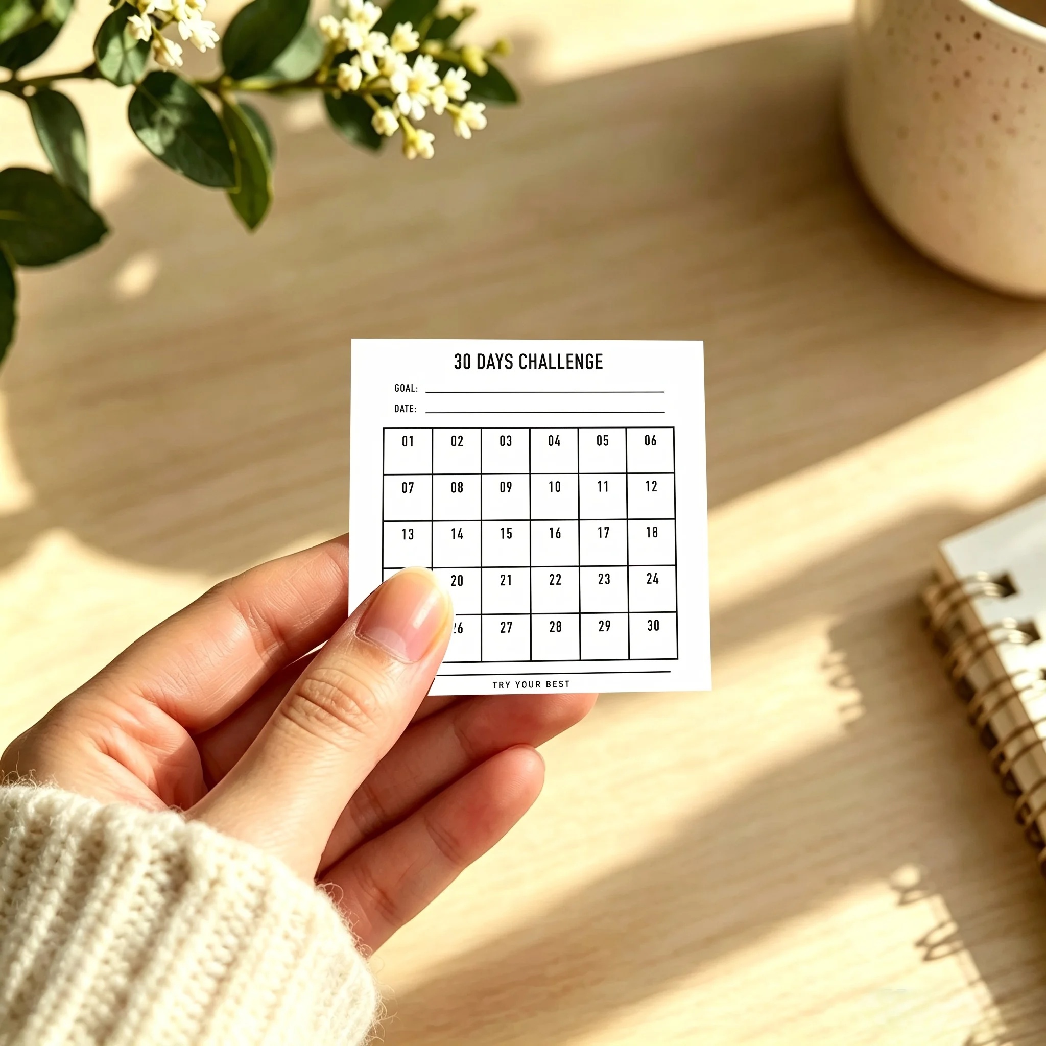 미니멀리즘 스타일의 30일 챌린지 습관 기록 노트, 날 - Stationery Books 리뷰 및 가격