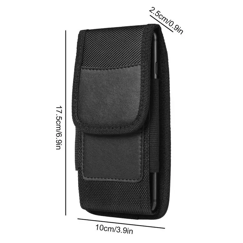 Vertical Nylon Cell Phone Belt Clip Holster Pouch Buckle Wallet Card Holder Case Cover For 4.0inch-6.7inch Phone