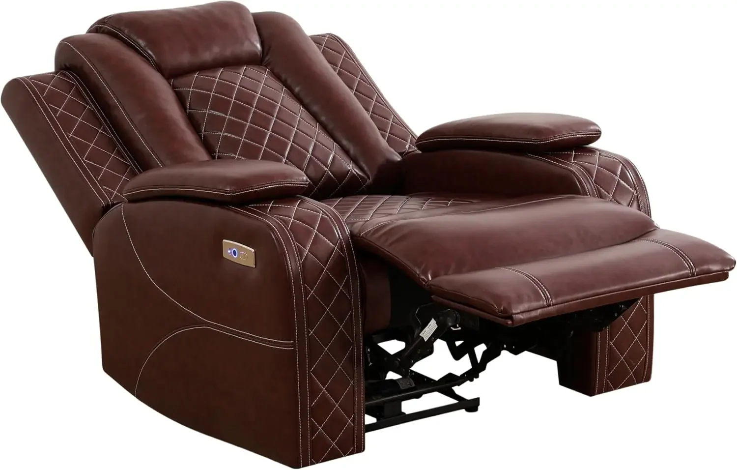 Multifunction Power Air Leather Recliner Sofa Set with LED Lights, Living Room Furniture