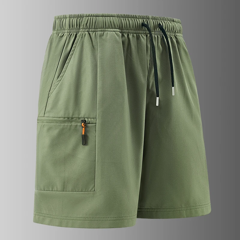 

Men's Multi Pocket Workwear Shorts Outdoor Men's Summer Ice Silk Breathable Elastic Cool and Quick Drying Five Quarter Pants