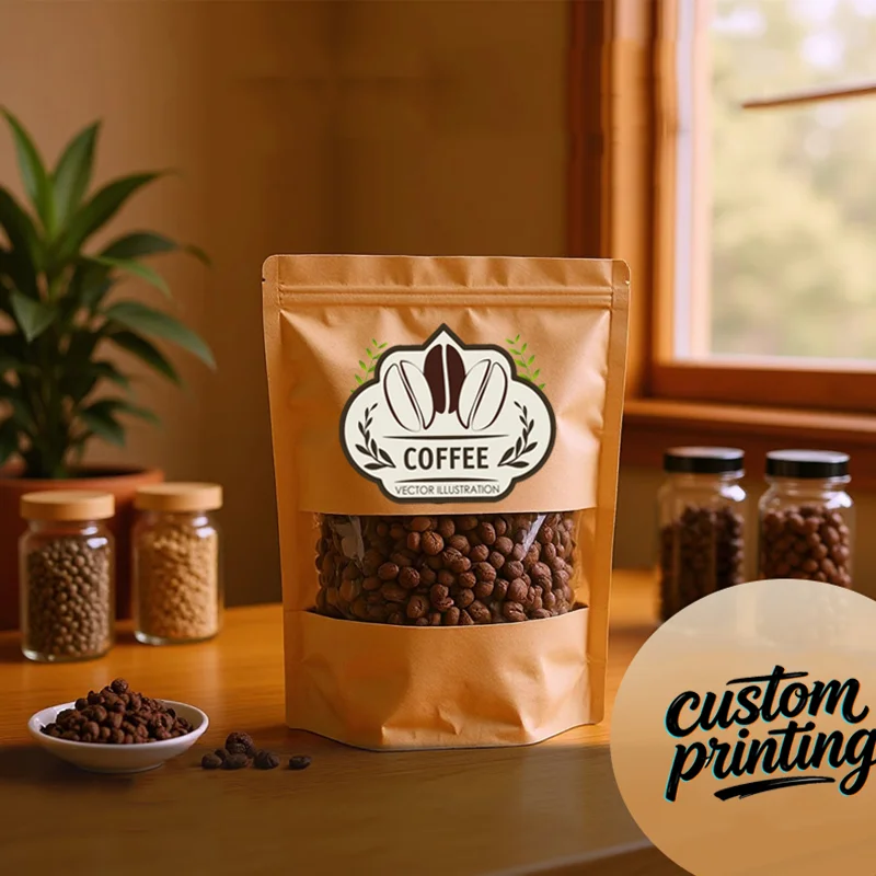 Customized Kraft Paper Ziplock Gift Packaging Bag DIY Matcha Spice Tea Powder Ground Sugar Coffee Custom Logo Storage Pouches