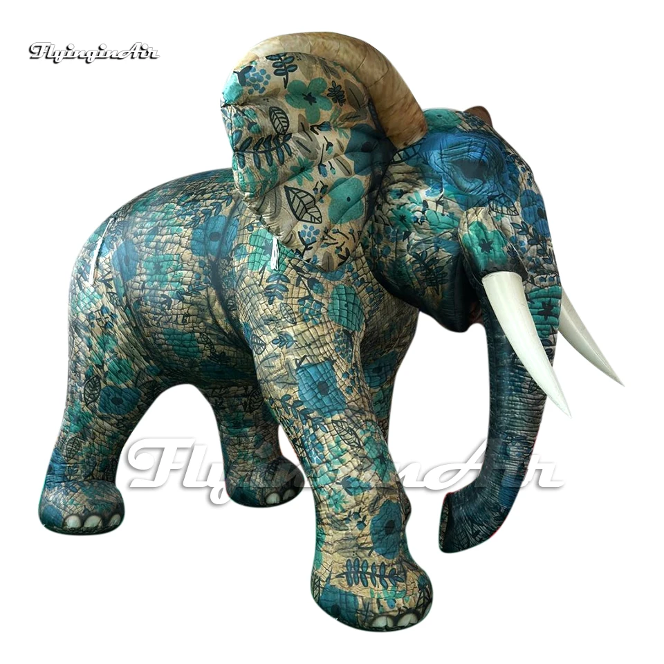 Fantastic Large Inflatable Elephant Stone Statue Replica Animal Model With Blower For Park Decoration