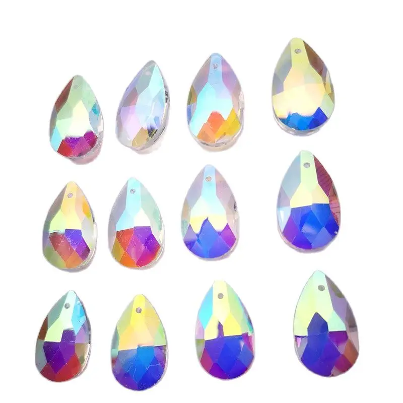 Top Quality 12pcs 22mm AB Tear Drop Crystal Prism Faceted Hanging Decoration Suncatcher Glass Chandelier Part DIY Jewelry Making