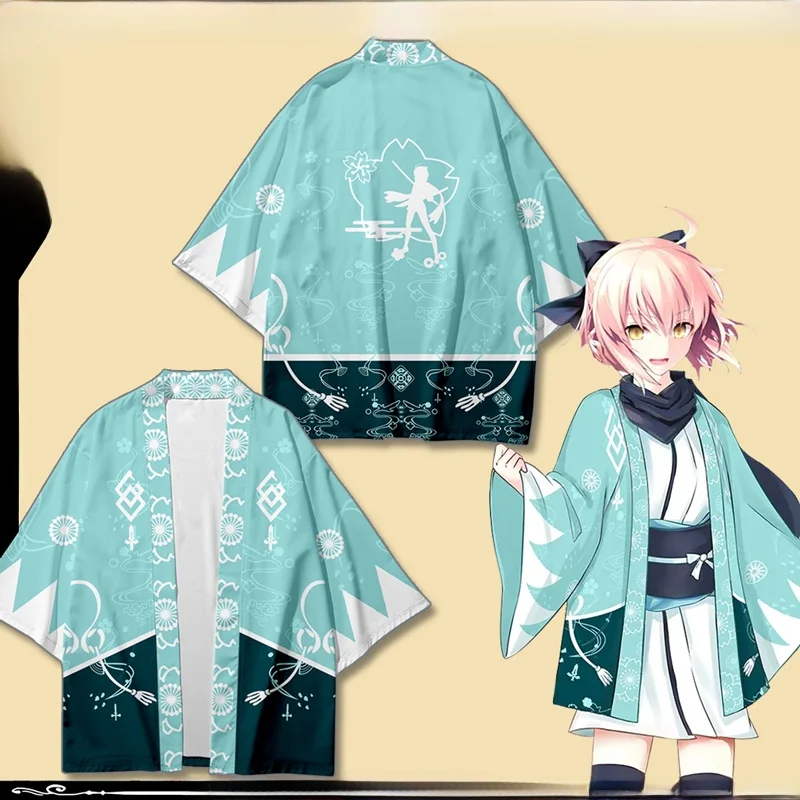 

New Select up Fate Cosplay Kimono Jaet Anime Outerwear Youth Summer Loose Fit Long Sve Printed irt Polyester Fiber