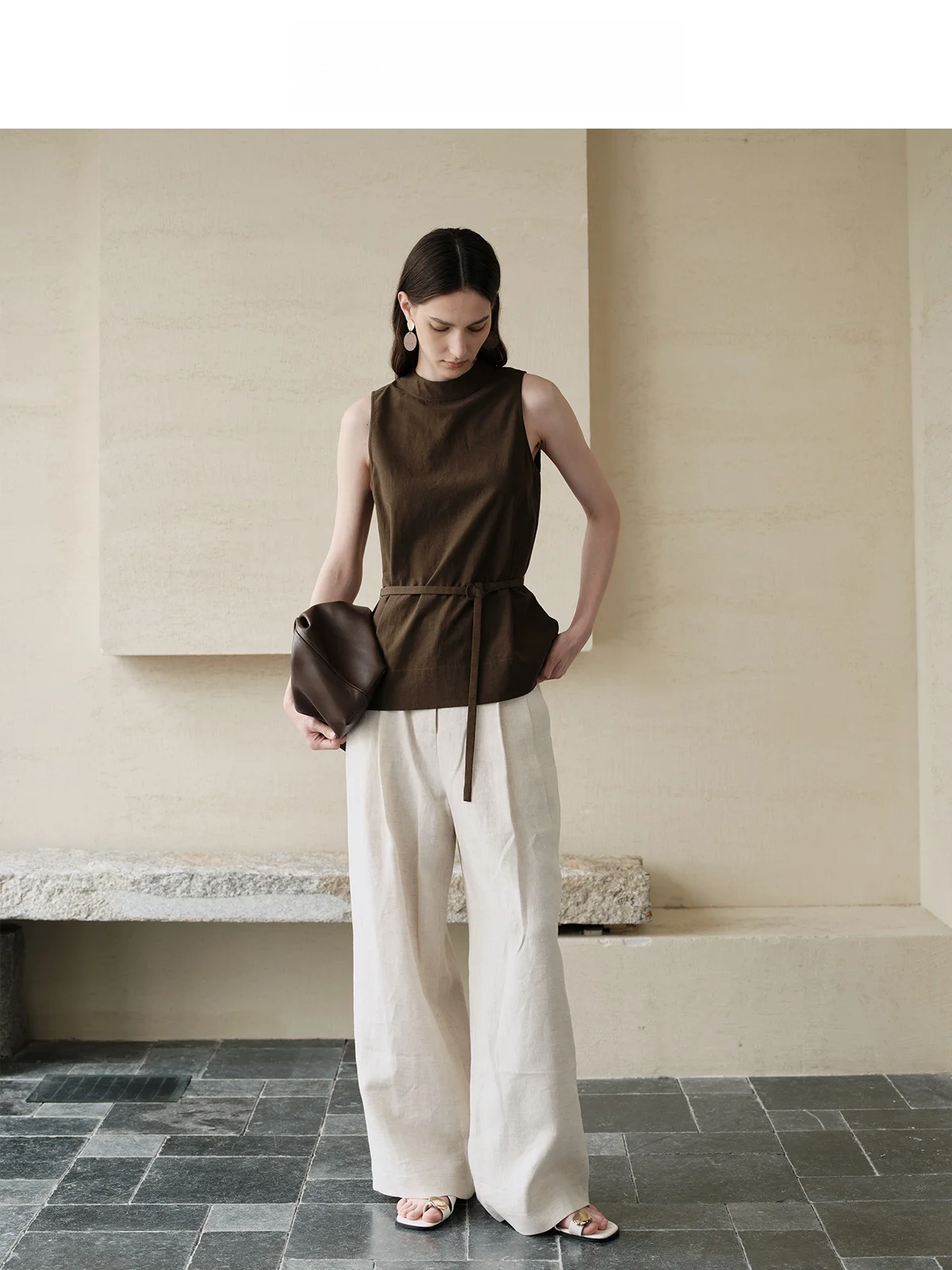 

Movinglow V-Ne Linen Wide Leg Pants Women's Casual Lightweight Breathable Slimming Pants Summer Season l Waist