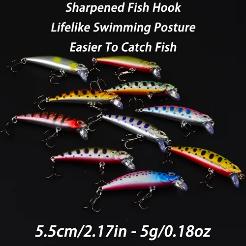 Imagen 2 del producto 15 Uds señuelo de pesca Minnow ojos 3D 50mm 5g cebo duro de plástico señuelos artificiales Wobbler Crankbait pesca de mar de invierno aparejos de lubina