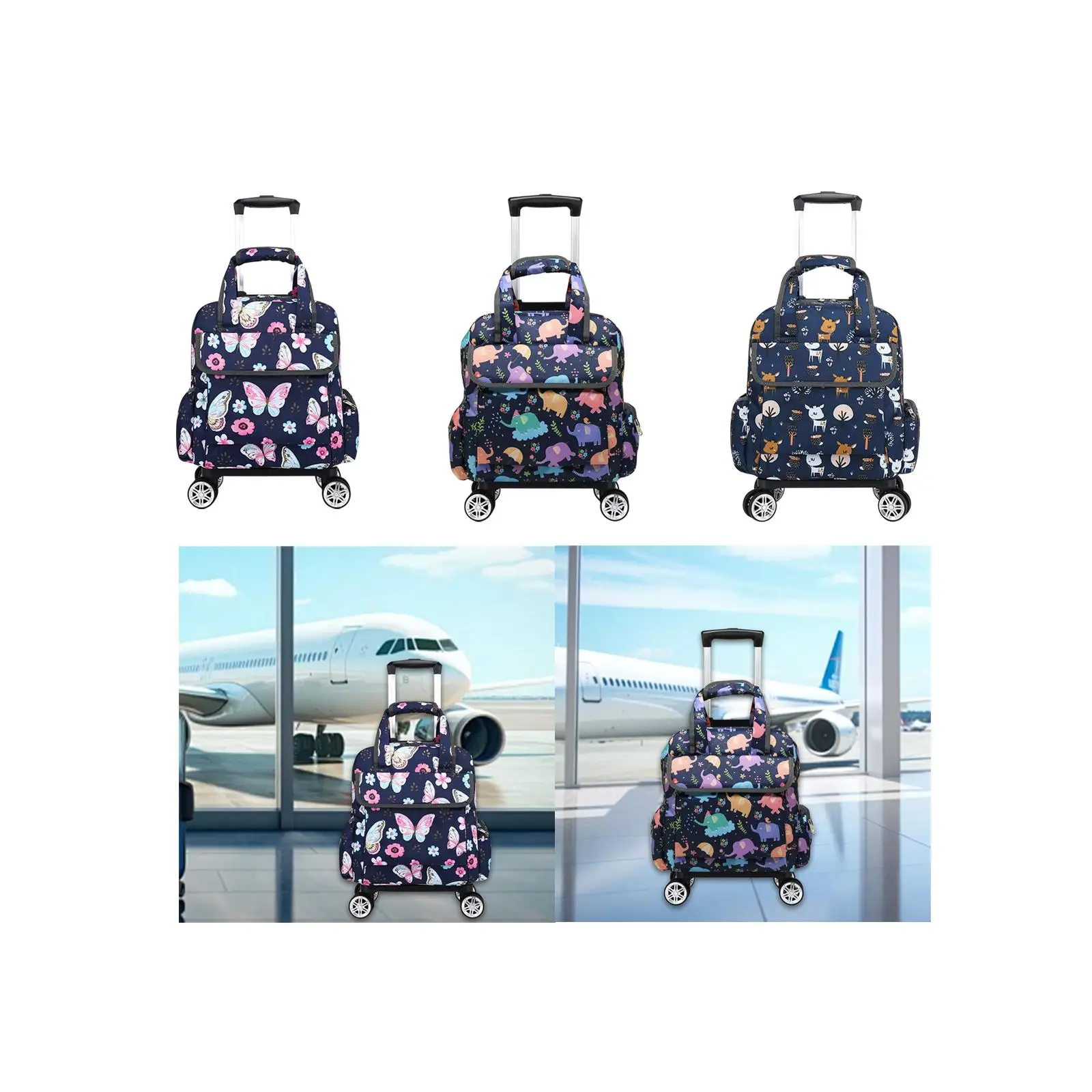 

Garment Bag with Wheels with 2 Wheel Shoes Trolley Travel Luggage Bags Tear Resistant Oxford Cloth Luggage Rolling Duffel Bag