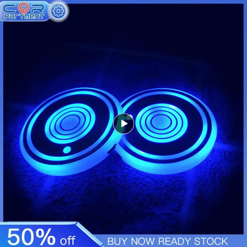 Universal Luminous Car Water Cup Coaster Holder 7 Colors USB Charging  Led Car Interior Decoration Atmosphere Light Coaster