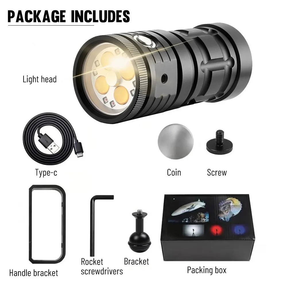 Dedicated Power Torch Underwater Deep Diving 100 M Photography Light Waterproof Night Diving Sea Driving Light