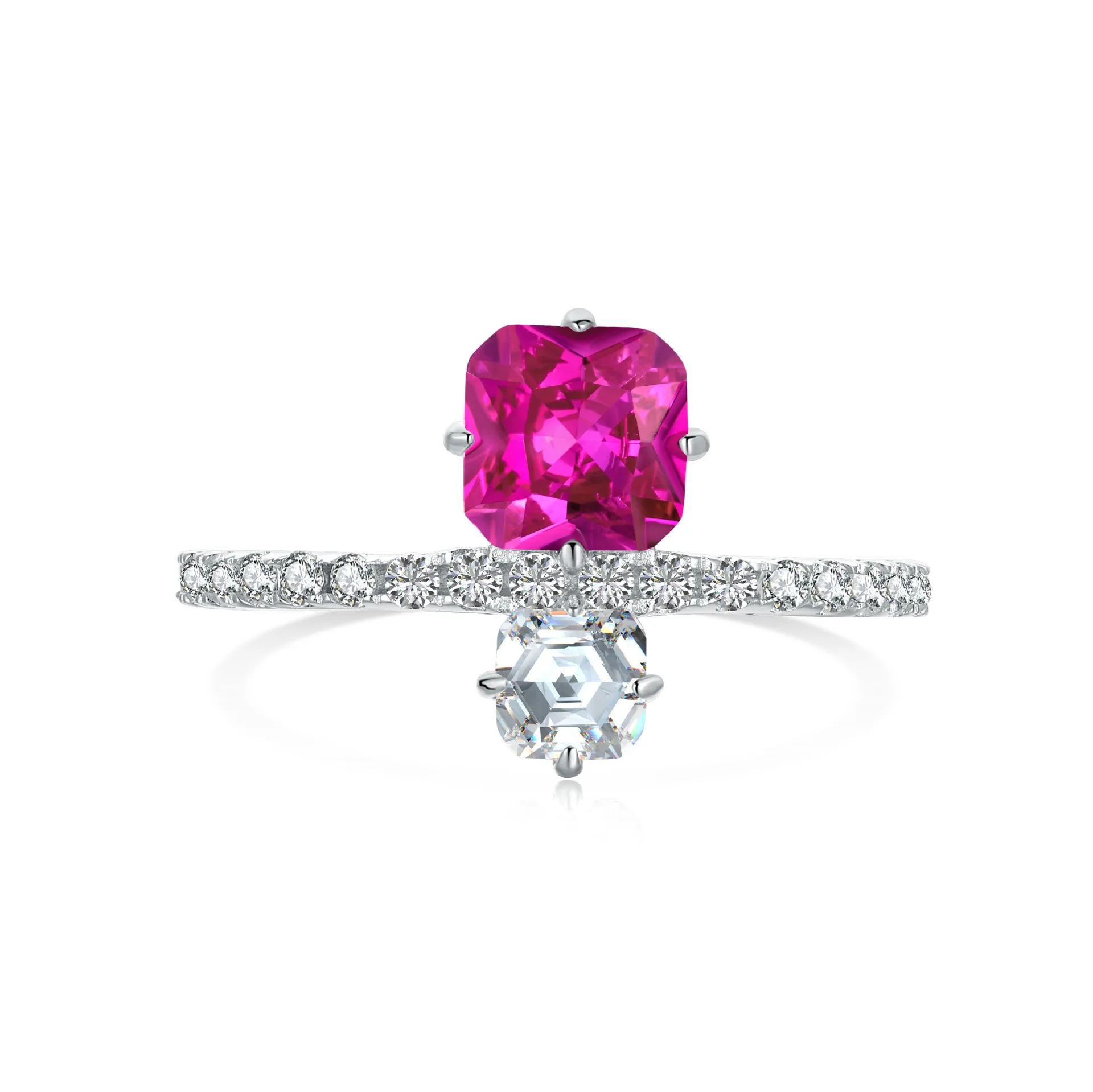 

S925 Silver Ring Colored Zircon Inlaid with High Grade, Exquisite and Fashionable Versatile Ring Jewelry