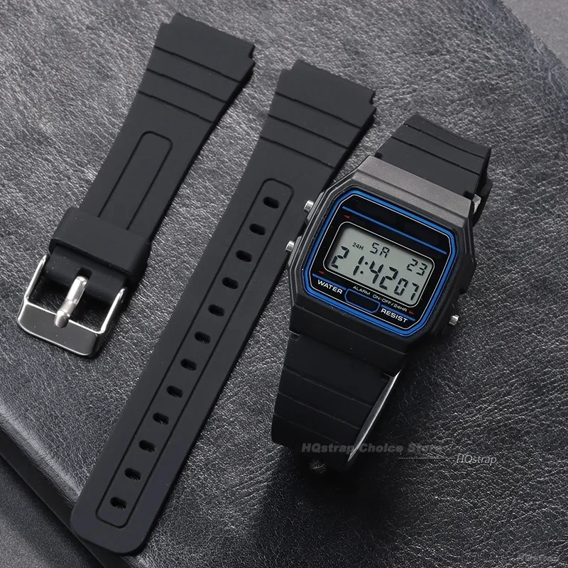 Silicone Watch Strap for Casio W-800H W800H SGW400 F91W F84 F105/108 A158/168 AE1200/1300 F91W 18mm Men Rubber Wrist Bracelet