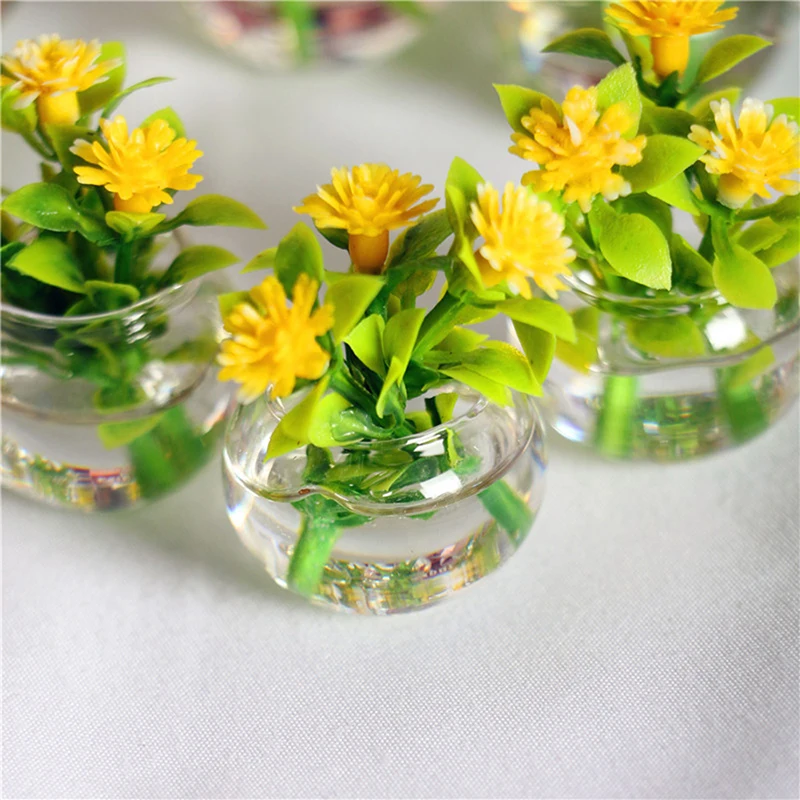 1PC 1:12 Dollhouse Miniature Flower Green Potted Plant For Home Decoration Simulation Potted Plants Dollhouse Accessories