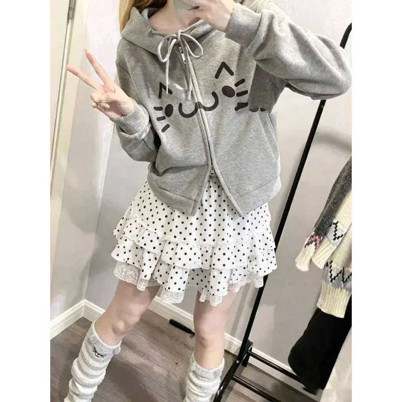 Womens High Waist Polka Dot Lace Tiered Ruffle Mini Skirt