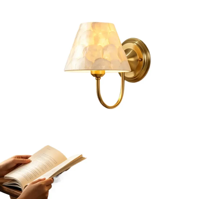 French Medieval Wall Lamp Retro Bedroom Bedside Creative Shell High-end Corridor Aisle Background Wall Lamp L138