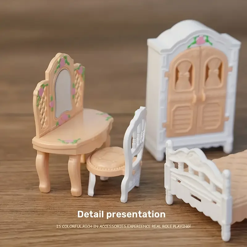 Set di mobili per mini casa delle bambole - scala 1:12 per l'arredamento della camera da letto, del soggiorno e del bagno |   Il regalo ideale per le miniature di case delle bambole