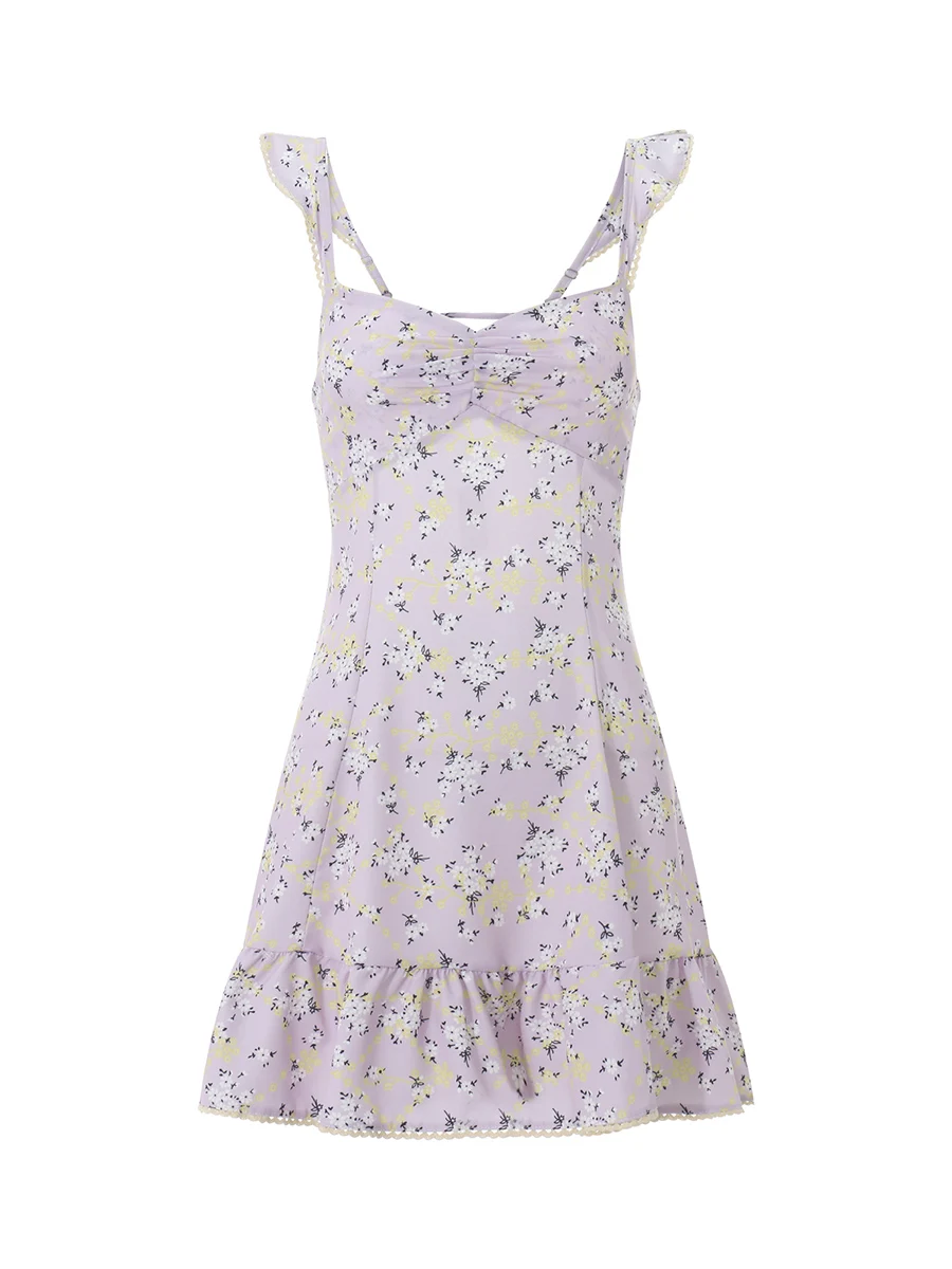 Mini abito Fairy Cottage da donna taglio basso senza maniche ritagliato abito corto a trapezio anni '90 estetica retrò Y2K streetwear