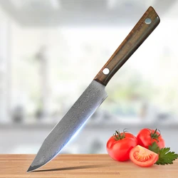 Damascus Steel Utility Knife Boning Knife Paring Slicing Cleaver Butcher Barbecue Bread Knife Wood Handle Cooking Cutting Tools
