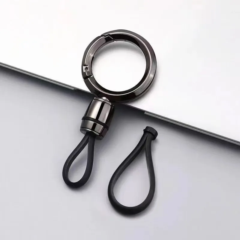 Hochwertiger Metall-Schlüsselanhänger für Herren, einfacher Auto-Schlüsselanhänger mit Taillenhaken, Anti-Lo-Lederseil und Schlüsselanhänger-Ring für stilvolle Organisation – Detail 5