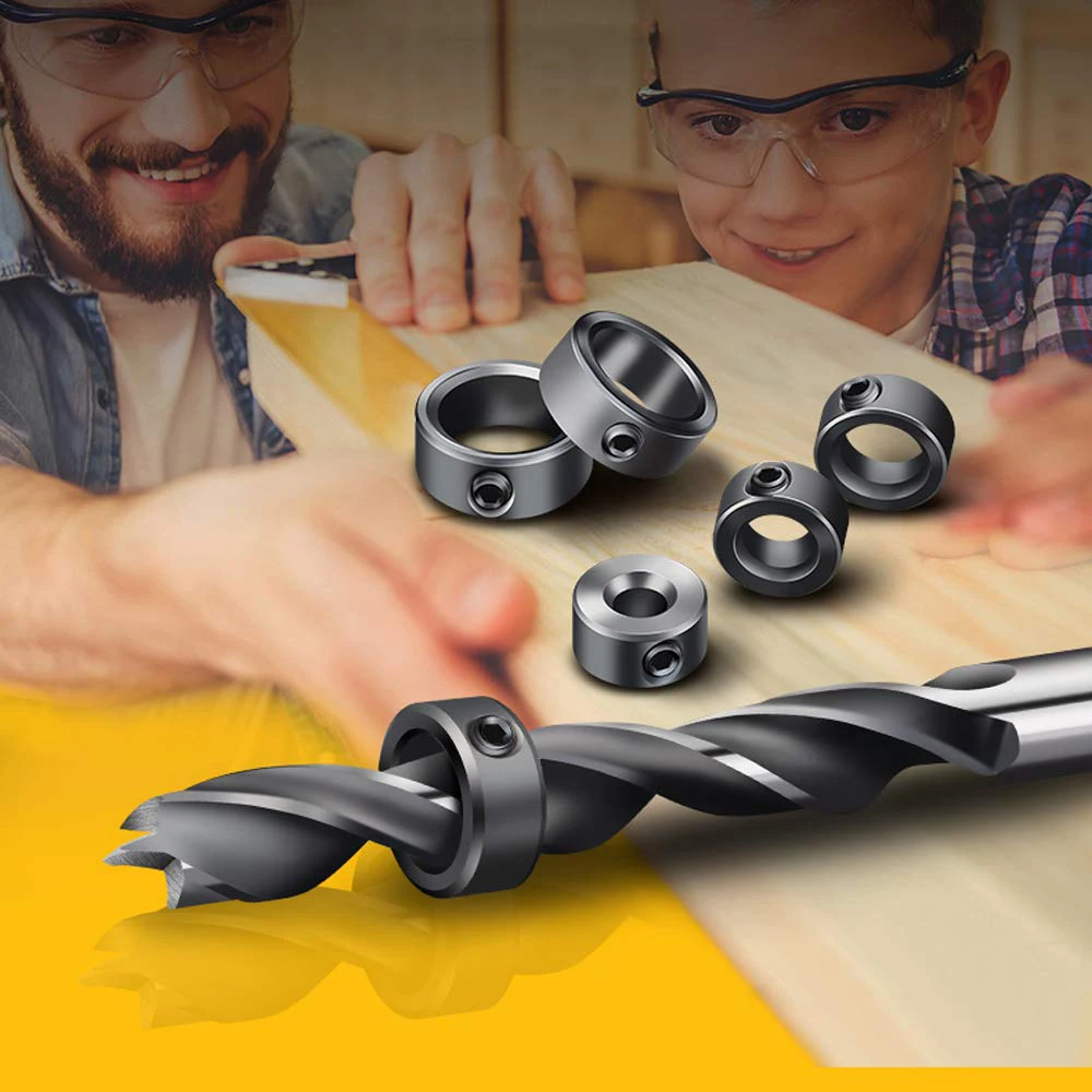 Neue Bohrer Tiefe Stop Bit Kragen Set Einstellbare Stellungs Grenze Ring Inbusschlüssel Straffen Stopper Set-Schrauben Holzbearbeitung Werkzeug – Detail 10