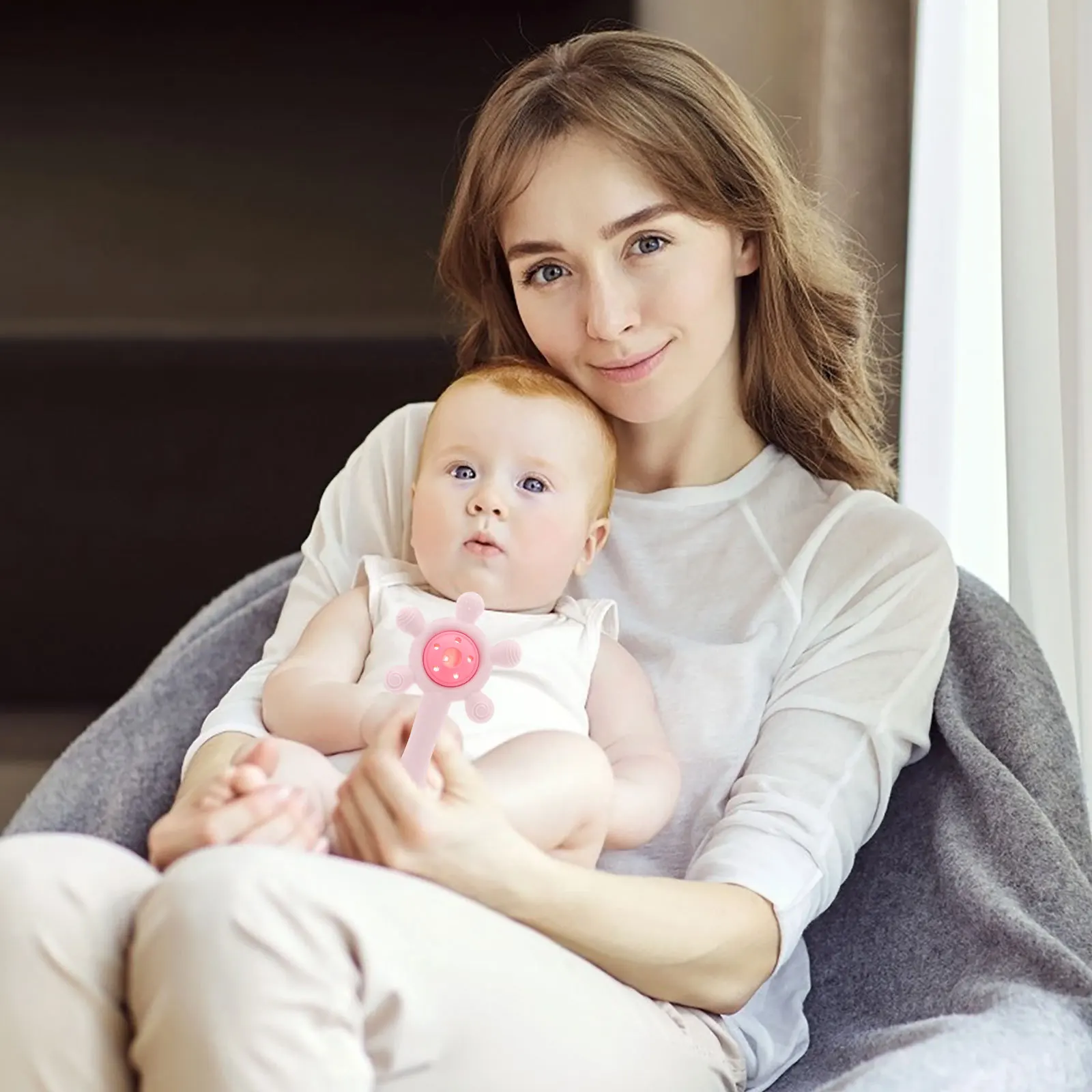 회전목마 모양 실리콘 치발기 부드러운 씹기 장난감 여자 아기 치아통증 완화